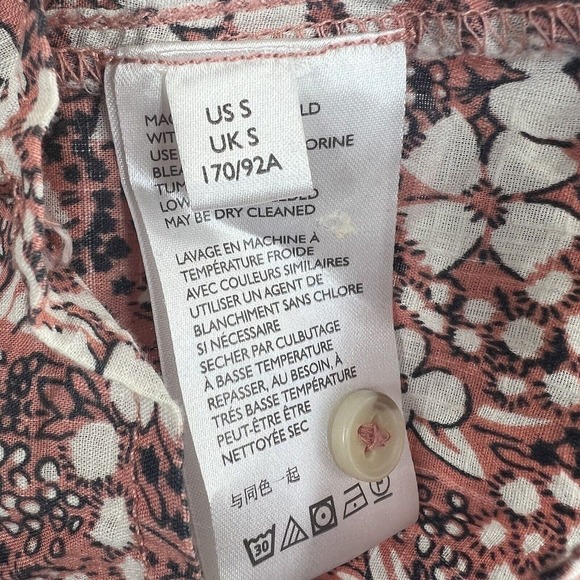 Anthropologie Pilcro Pink Floral Sasha Smocked Button Down Shirt Blouse S - Picture 15 of 15